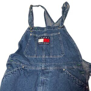 Vintage 90s Tommy Hilfiger Embroidered Logo Overalls Denim Jeans Medium